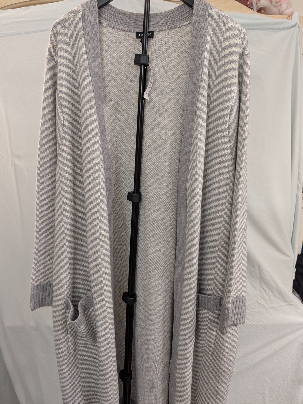 torrid Gray Chevron Open-Front Cardigan